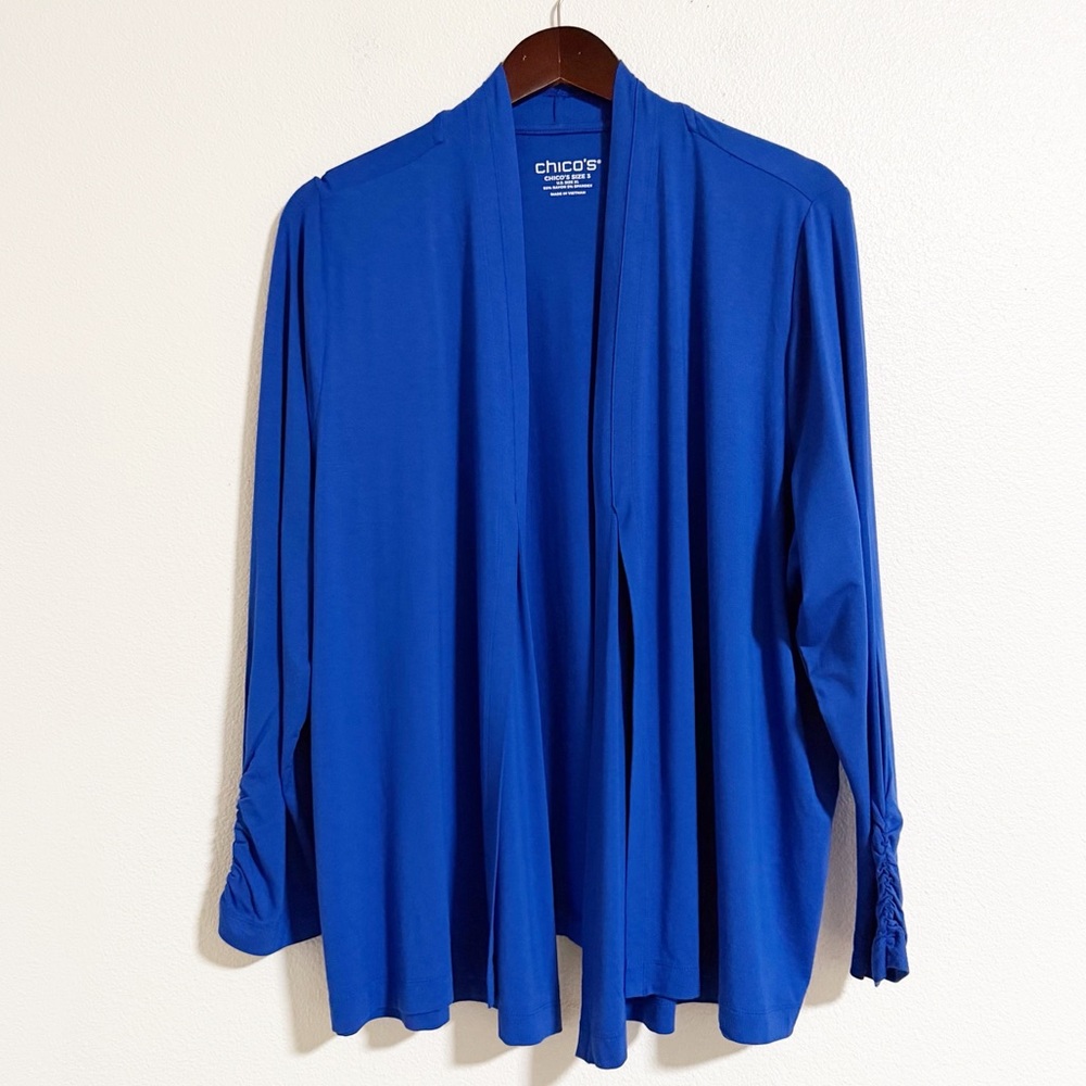 Chicos Open Front Double Layer Drape Cardigan